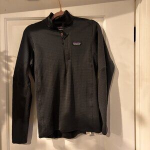 Patagonia R1 Pullover Grid Fleece Quarter Zip, Black Men's small Polartec